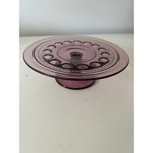Vintage Tiffin-Franciscan Purple Amethyst King's Crown Thumbrint Cake Stand